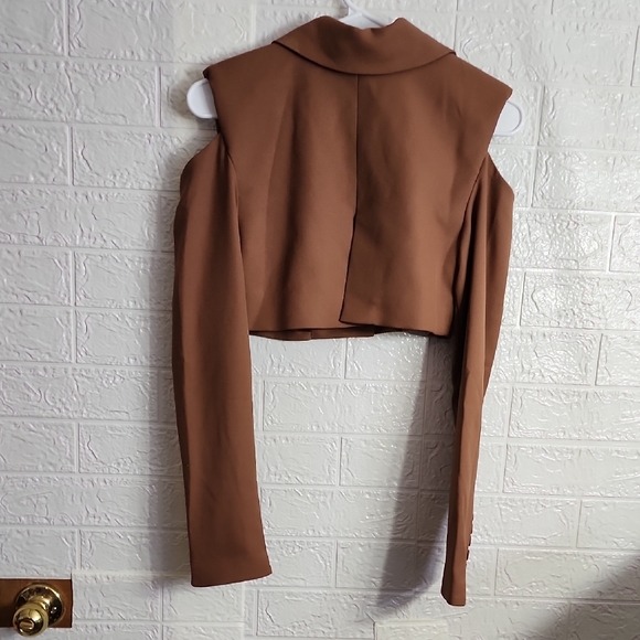 For Love And Lemons Brown Cutout Shoulder Blazer - Picture 4 of 4